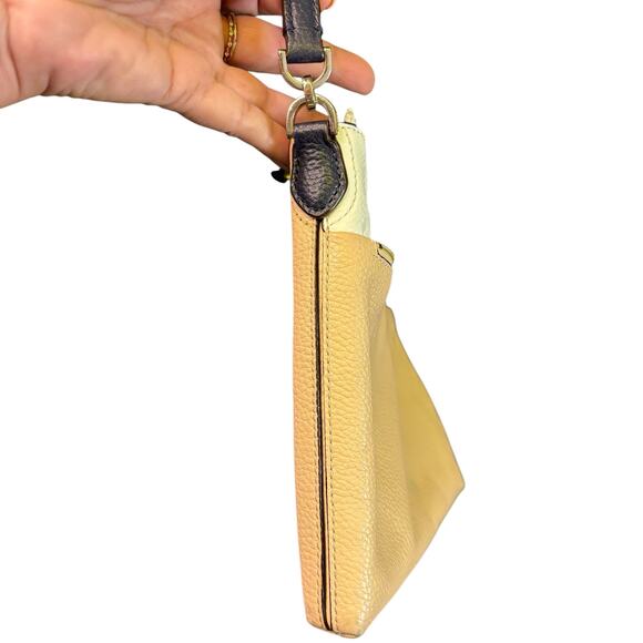 Kate Spade Polly Medium Crossbody Bag Pebbled Leather Blush White Navy Strap - Picture 4 of 11